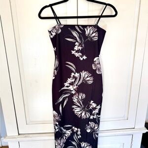 Nordstrom Floral Midi Dress - Black and White